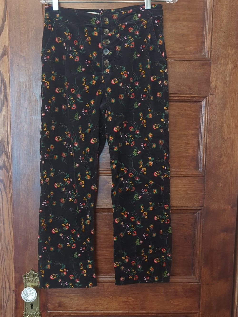 Pilcro and the Letterpress Floral Straight Leg Pants | Size 28 | Black